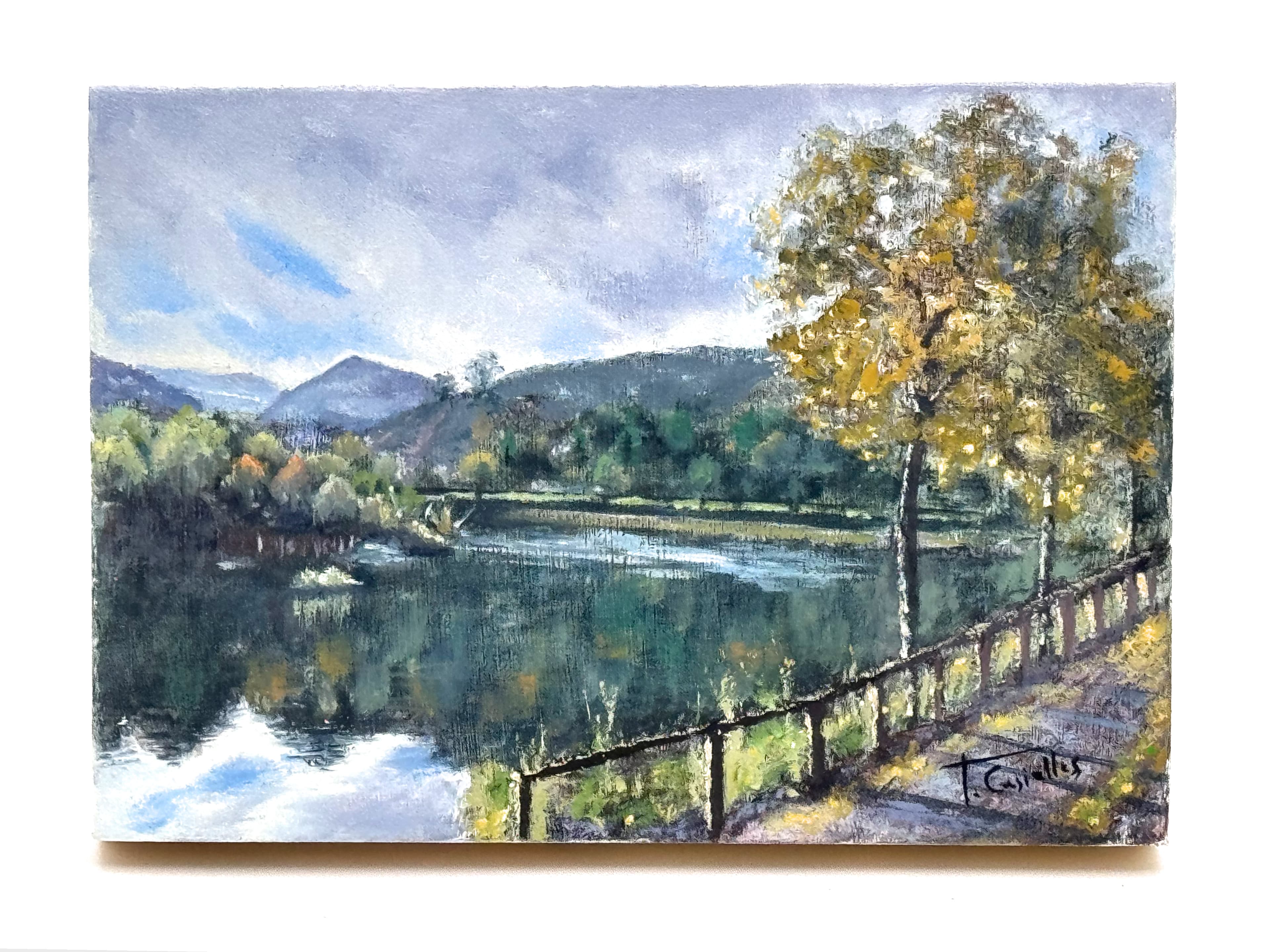 Embalse de Pilotuerto, óleo de Tere Casielles.
