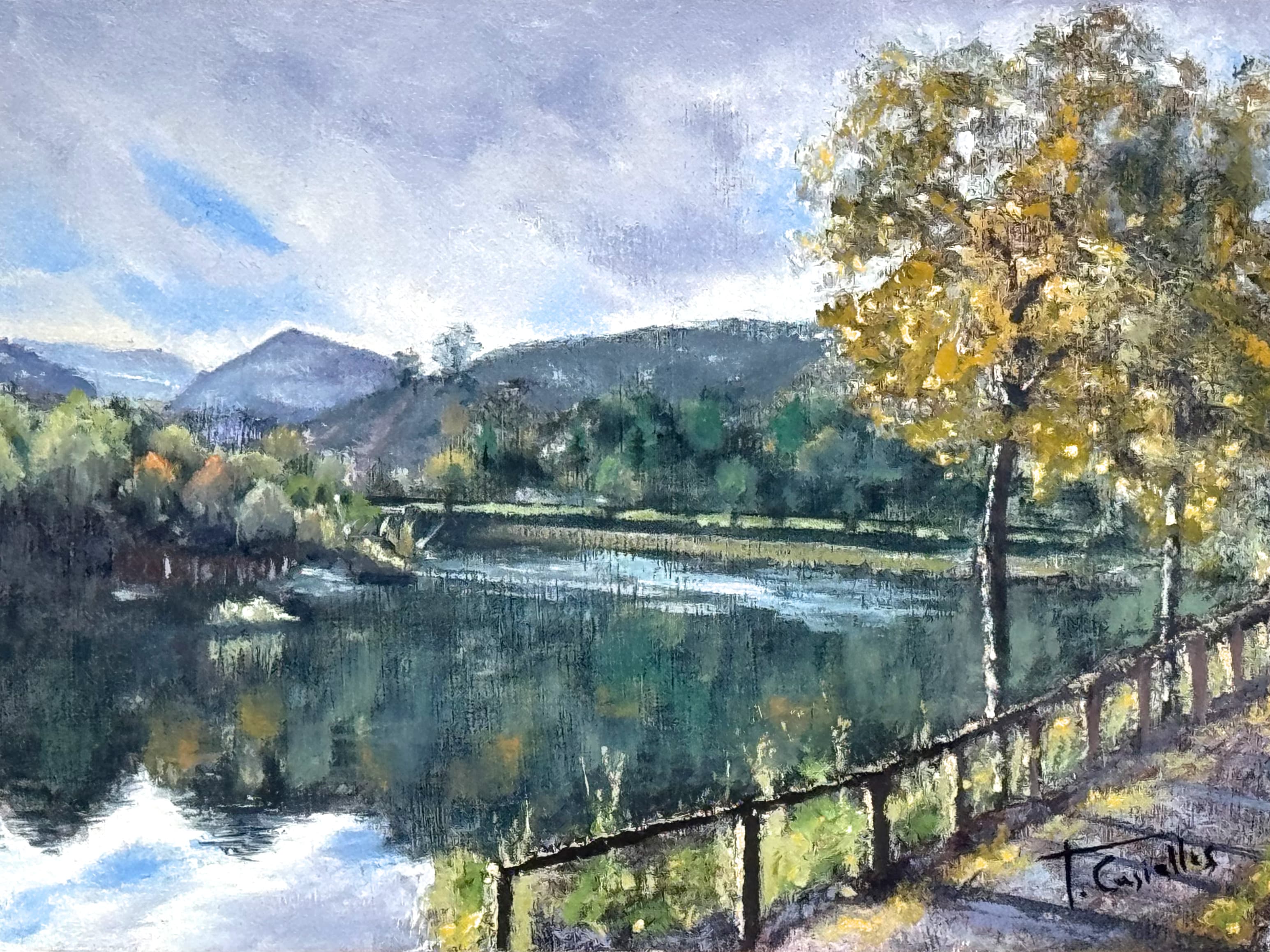 Embalse de Pilotuerto, óleo de Tere Casielles.