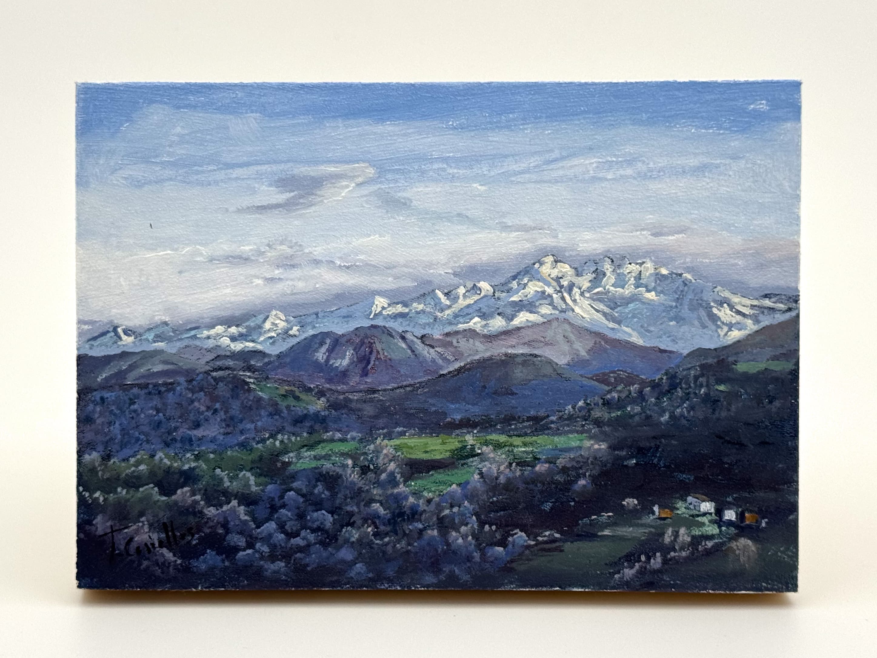 Picos de Europa desde Biedes, óleo de Tere Casielles.