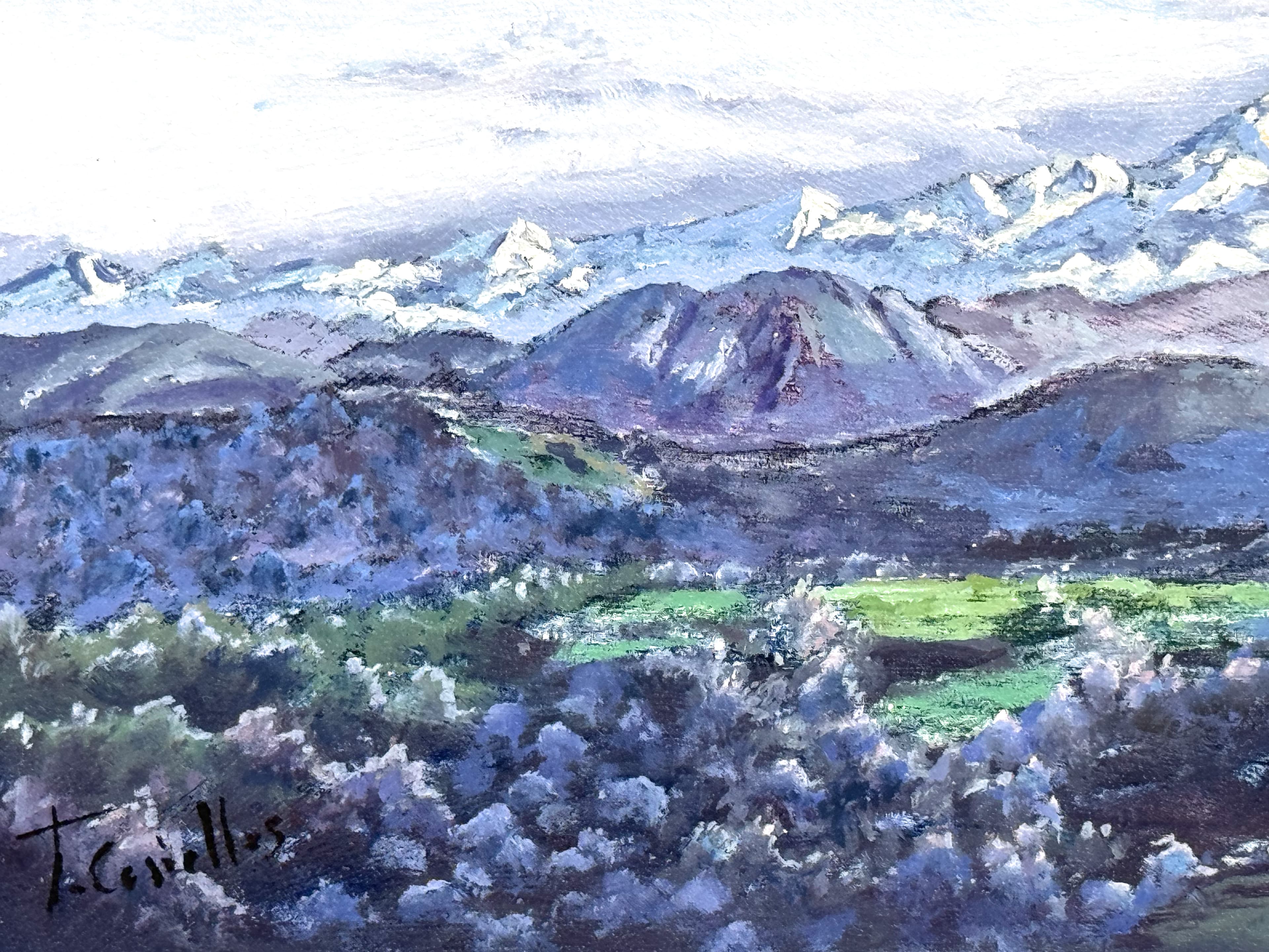 Picos de Europa desde Biedes, óleo de Tere Casielles.