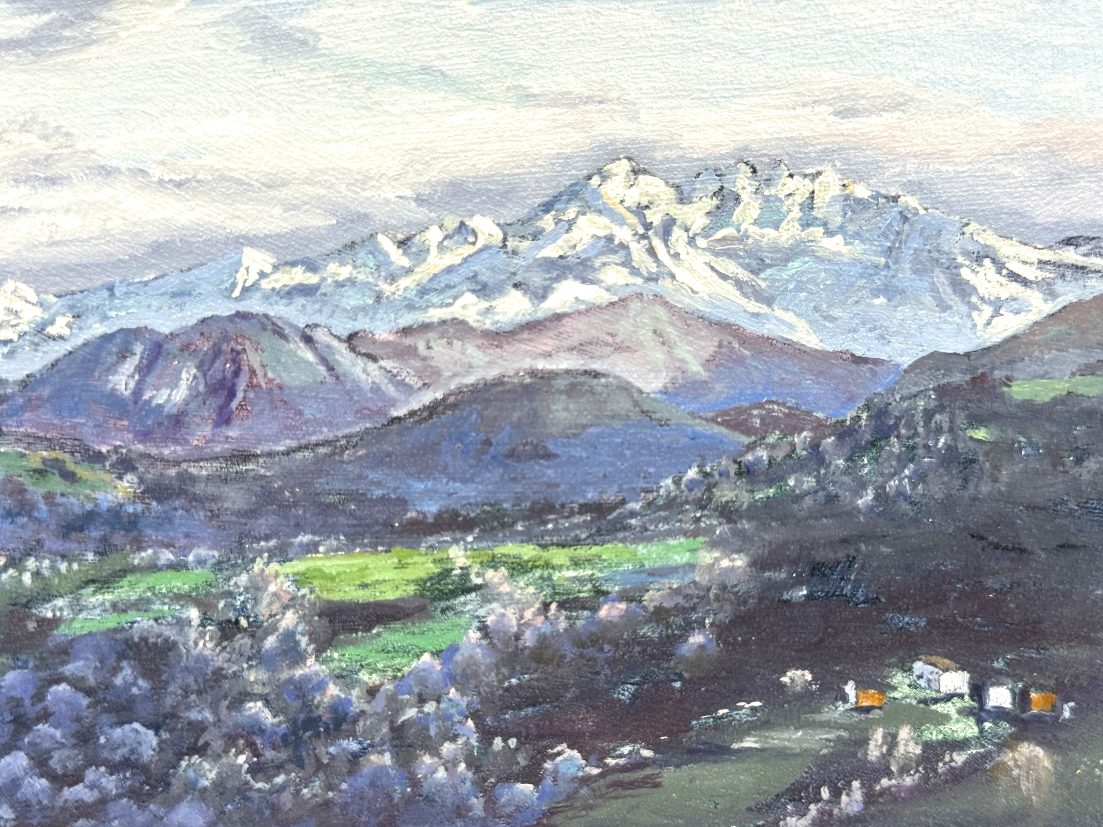 Picos de Europa desde Biedes, óleo de Tere Casielles.