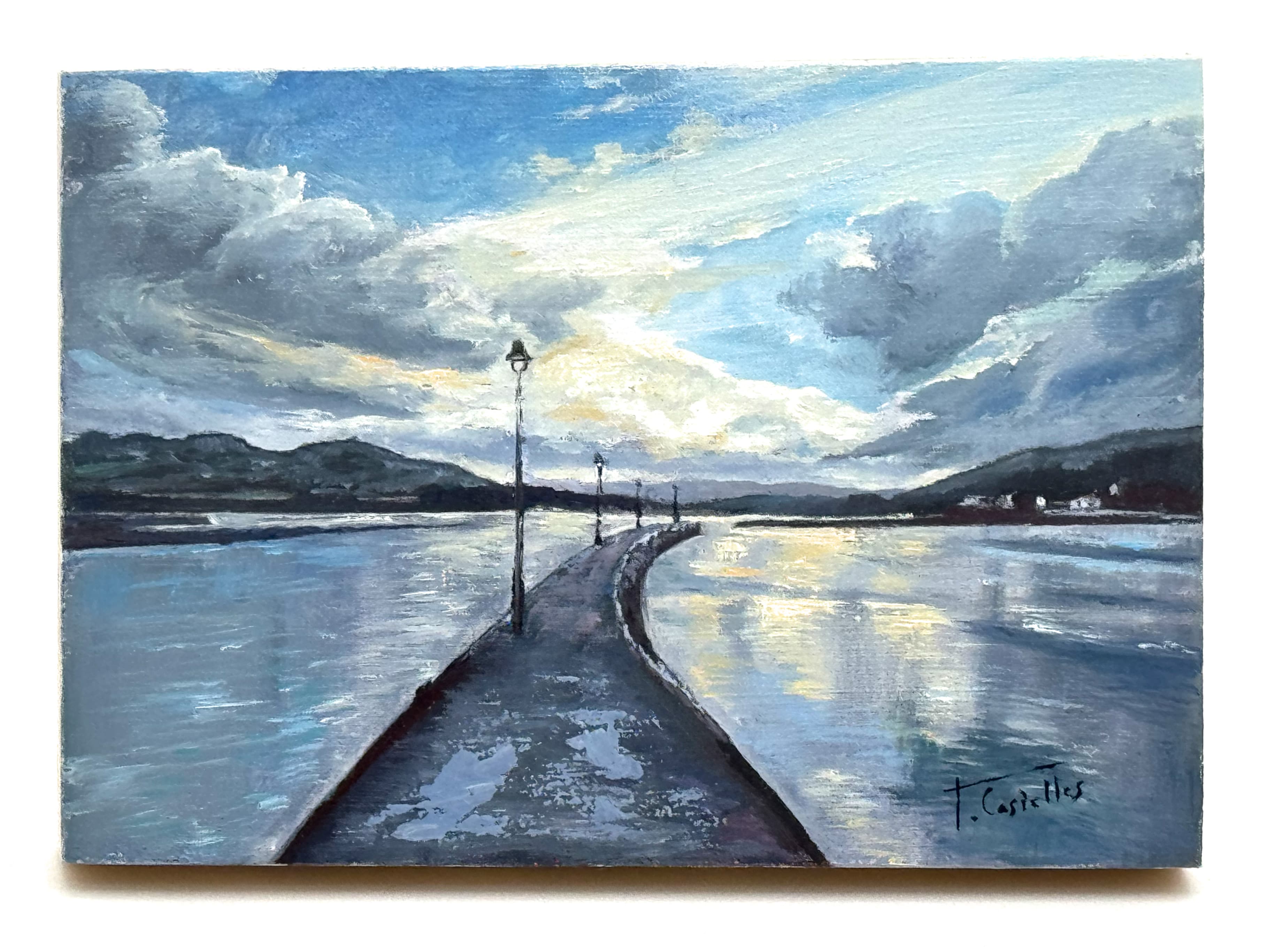 Pasarela del Puntal, óleo de Tere Casielles.